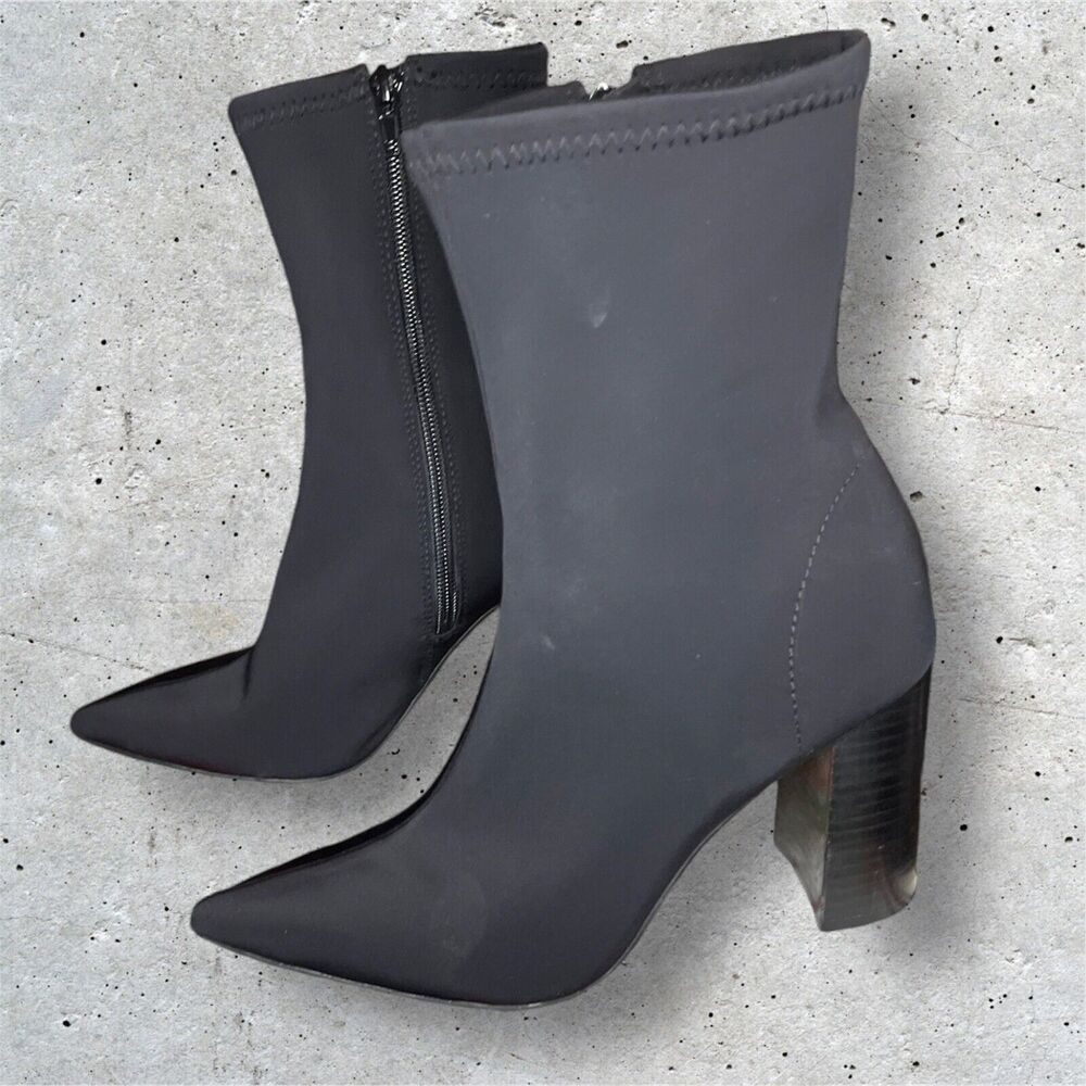 Jeffrey Campbell SIREN Black Neoprene Boot Pointed Toe Women's Size 6.5